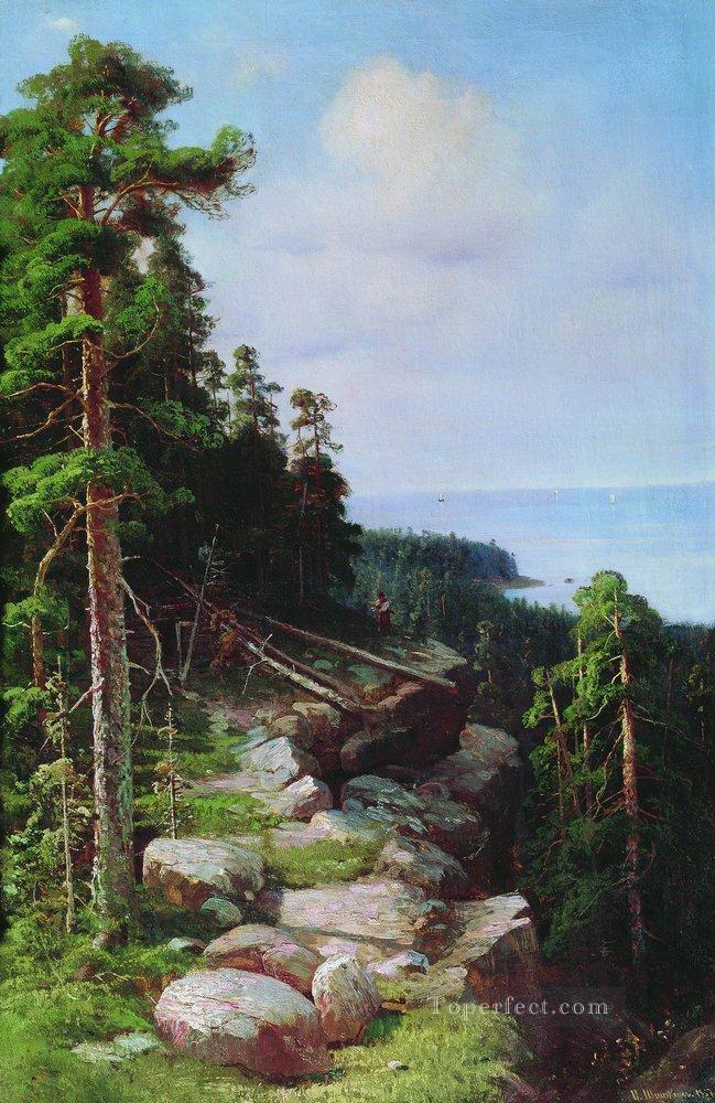 Sobre el terraplén 1887 paisaje clásico Ivan Ivanovich Pintura al óleo